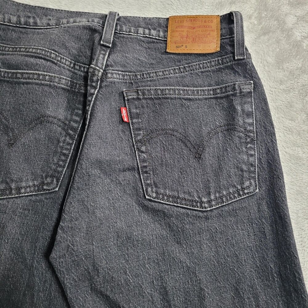 Levi's 501 S Skinny Jeans Mens 26x30 Gray Dark Wash Button Fly Denim Big E - Picture 13 of 14